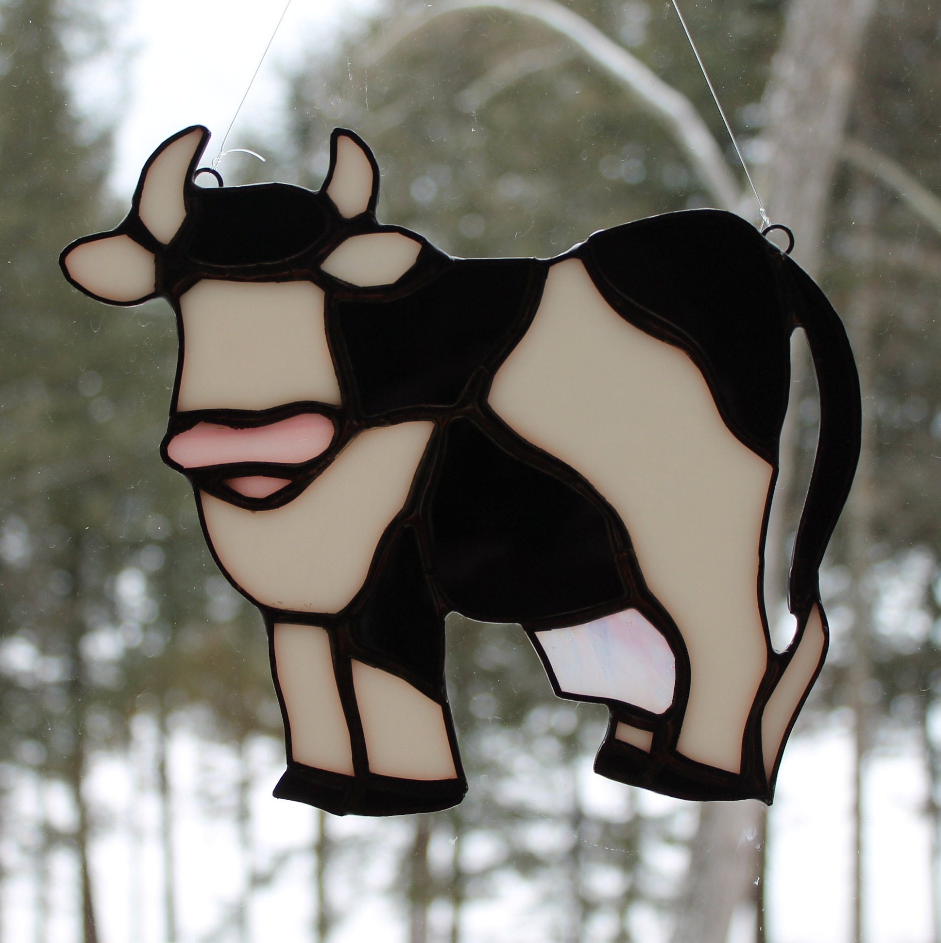 Stained Glass Cow - Etsy