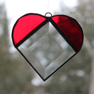 Stained Glass Heart Red Water Glass