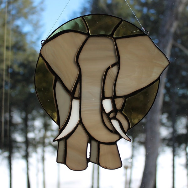 Stained Glass Elephant with sun