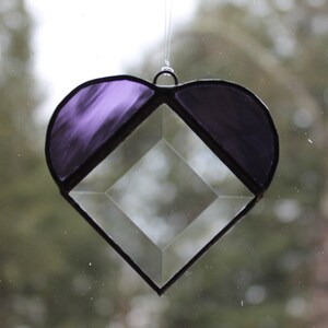 Stained Glass Heart Purple