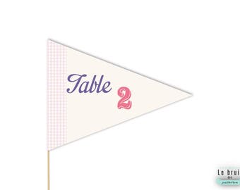 Nom de table fanion thème vintage