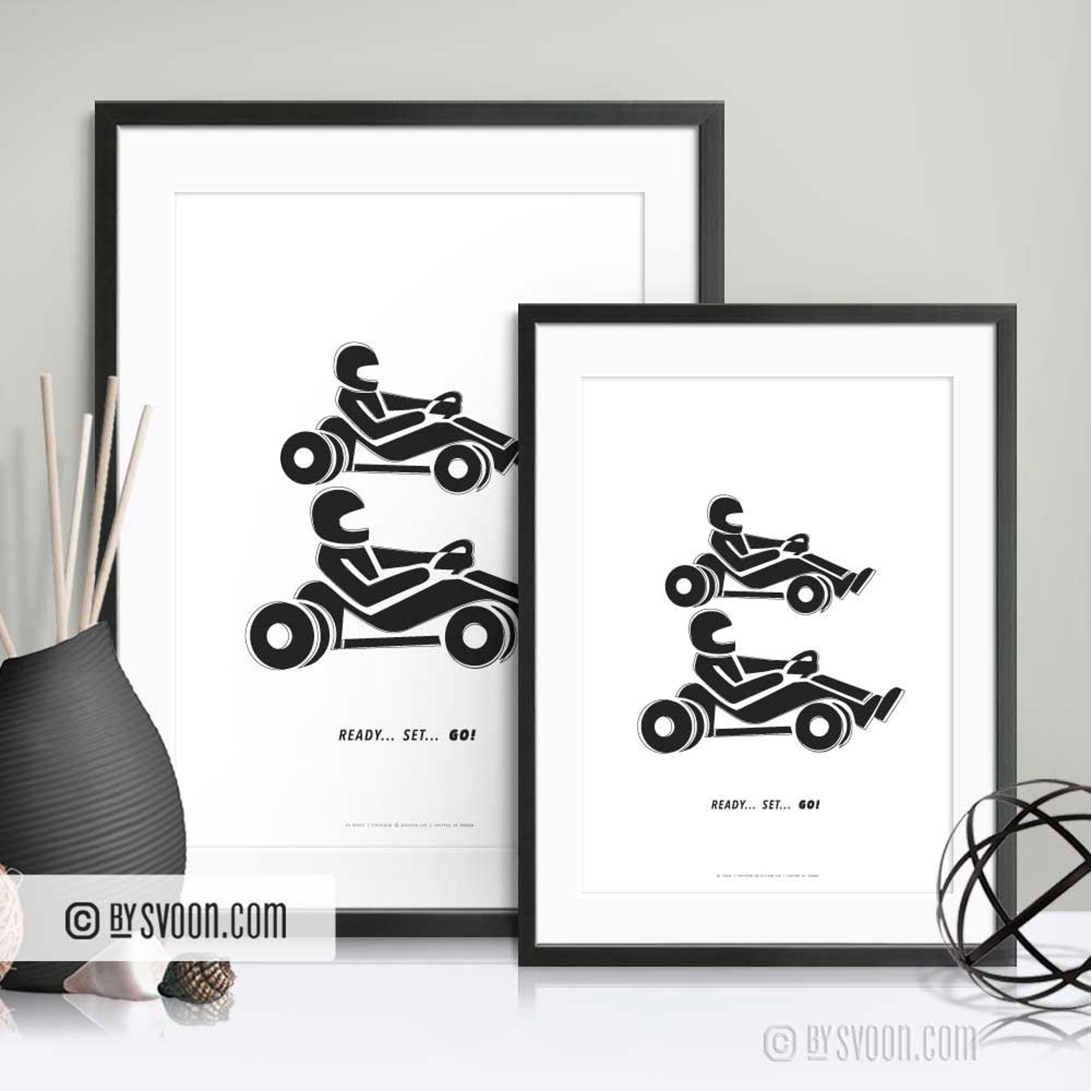 Go Karts Print Minimal Wall Decor Go Kart Race Poster Etsy