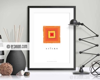 Autumn Print, Autumn Colors, Wall Decor, Digital Art, Illustration, Four Seasons, Shades of Red and Orange, High Quality Print, Gift for Her