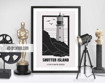 Shutter Island Print, Alternative Movie Poster, Minimal Movie Art, Lighthouse, Psychiatric Ward, Mental Hospital, Films, Movie Fans Gift