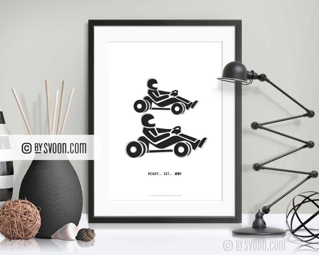 Go Karts Print Minimal Wall Decor Go Kart Race Poster Etsy