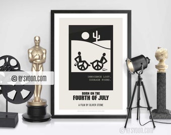 Born On The Fourth Of July Print, Alternative Movie Poster, Wheel Chair, Minimal Movie Art, Plain White Border, Cinephilia, Movie Fans Gift