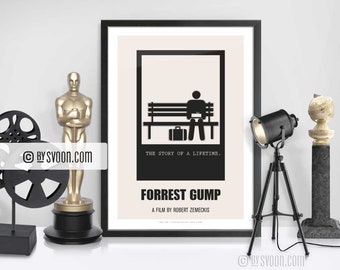 Forrest Gump Print, Alternative Movie Poster, Box of Chocolates, Feather, Minimal Movie Art, Plain White Border, Cinephilia, Movie Fans Gift