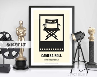 Director’s Chair Print, Alternative Movie Poster, Chair, Movie Director, Minimal Movie Art, Plain White Border, Cinephilia, Movie Fans Gift