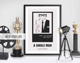 A Single Man Print, Alternative Movie Poster, Flatlay, Tie, Windsor Knot, Minimal Movie Art, Plain White Border, Cinephilia, Movie Fans Gift