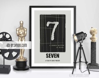 Seven Print, Alternative Movie Poster, Minimal Movie Art, Number 7, Seven Deadly Sins, Neo-Noir Film, Cinema, Film Poster, Movie Fans Gift