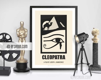 Cleopatra Print, Alternative Movie Poster, Eye of Horus, Queen of Egypt, Minimal Movie Art, Plain White Border, Cinephilia, Movie Fans Gift