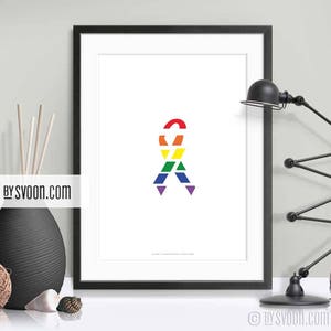 Gay Pride Print, Solidarity Ribbon, Minimal, Wall Art, Rainbow Colors, Geometric Art, Rainbow Flag, High Quality Print, Symbol of Pride Gift