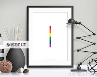 Gay Pride Print, Minimal Wall Decor, Rainbow Colors Art, Design Print, Rainbow Flag, Minimal Design High Quality Print, Symbol of Pride Gift