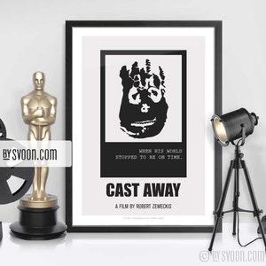 Cast Away Print, Alternative Movie Poster, Ball, Painted Face, Companion, Minimal Movie Art, Plain White Border, Cinephilia, Movie Fans Gift