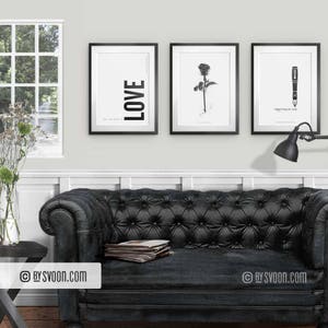 Black Rose Print, Rose Poster, Black & White, Rose Drawing, Black Flower, Artistic Style Wall Decor, Digital Art, Gift, Fashion Design, Love image 5