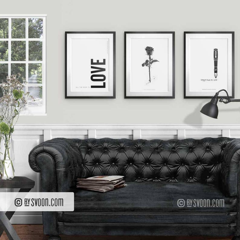 Black Rose Print, Rose Poster, Black & White, Rose Drawing, Black Flower, Artistic Style Wall Decor, Digital Art, Gift, Fashion Design, Love image 5