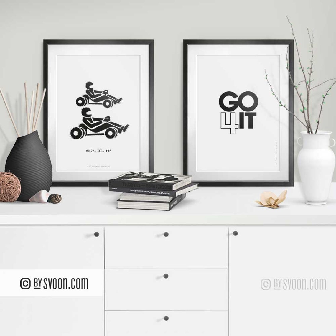 Go Karts Print Minimal Wall Decor Go Kart Race Poster Etsy