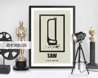 Saw Print, Alternative Movie Poster, Minimal Movie Art, Hand Saw, Bow Saw, Horror, Survival, Game, Minimalist, Film Poster, Movie Fans Gift