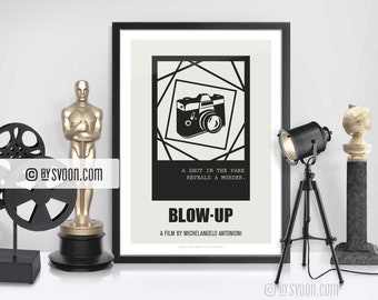 Blow-Up Print, Alternative Movie Poster, Camera, Fashion Photographer, Minimal Movie Art, Plain White Border, Cinephilia, Movie Fans Gift