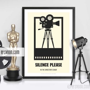 Movie Camera Print, Alternative Movie Poster, Camera, Movie Director, Minimal Movie Art, Plain White Border, Cinephilia, Movie Fans Gift