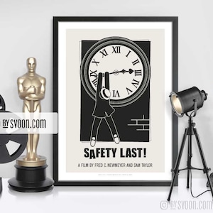 Safety Last Print, Alternative Movie Poster, Minimal Movie Art, Harold Lloyd, Large Clock, Skyscraper, Cine, Film Poster, Movie Fans Gift