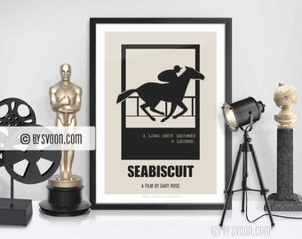 Seabiscuit Print, Alternative Movie Poster, Minimal Movie Art, Jockey, Race Horse, Legend,  Integrated Border, Film Poster, Movie Fans Gift