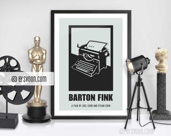 Barton Fink Print, Alternative Movie Poster, Typewriter, Playwright, Minimal Movie Art, Plain White Border, Cinephilia Art, Movie Fans Gift