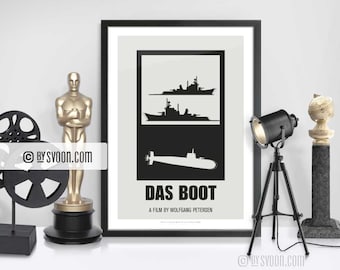 Das Boot Print, Alternative Movie Poster, Submarine, U-Boat, Warship, Battleship, Minimal, Plain White Border, Cinephilia, Movie Fans Gift