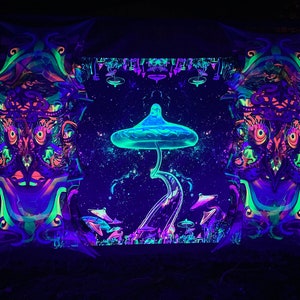 Blacklight Spiritual Tapestry, dark cotagecore