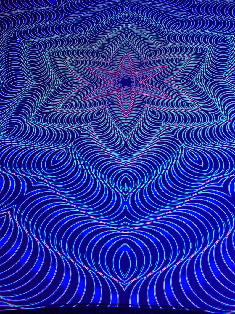 Spiritual lycra tapestry, optical illusion, uv backdrop, forest spirit tapestry, esoteric visionary, art neon light, synth trippy art image 9