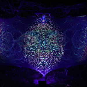 CHAMA 3 Layers Long Mesh Prints 3D Installation, Blacklight Spiritual Tapestry fractal art Fabric Poster Aesthetic image 5