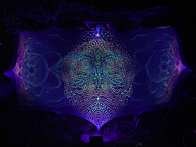 CHAMA 3 Layers Long Mesh Prints 3D Installation, Blacklight Spiritual Tapestry fractal art Fabric Poster Aesthetic image 5