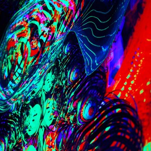 Psychedelic backdrop Voronoy Fracture Black light trippy tapestry glow uv party decor wall hanging fractal art meditation shivaomart image 5