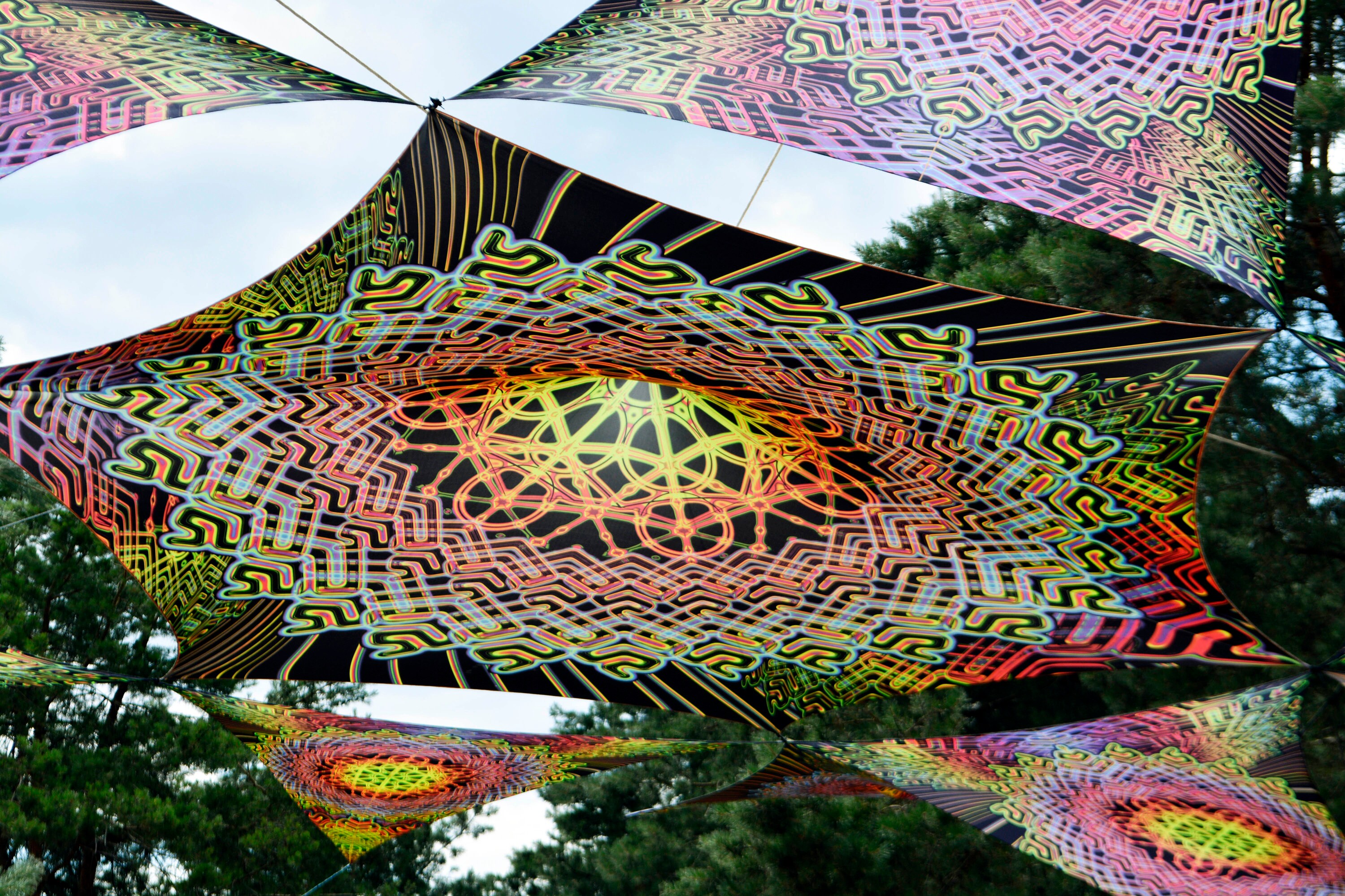 Uv-reactive Ceiling Decor Set Flower of Life Psychedelic - Etsy