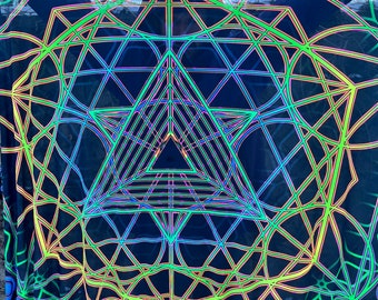 1 Layer Mesh Print 3D Installation, Blacklight Spiritual Tapestry fractal art Fabric Poster Aesthetic