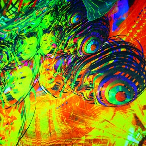 Psychedelische achtergrond Voronoy breuk zwart licht trippy tapijt gloed UV partij decor muur opknoping fractal kunst meditatie shivaomart afbeelding 6