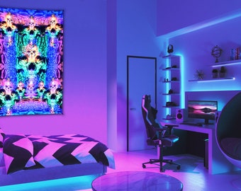 Uv backdrop, SСULL, uv reactive, uv tapestry, fabric poster, aesthetic tapestry, neon light, lsd mindfulness, gift chill cyberpunk