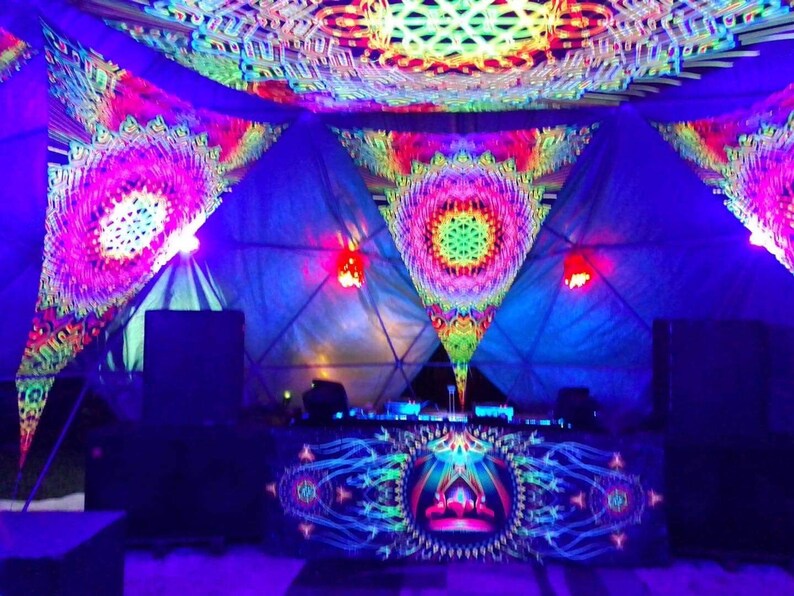 Uv-reactive Ceiling Decor Set Flower of Life Psychedelic - Etsy