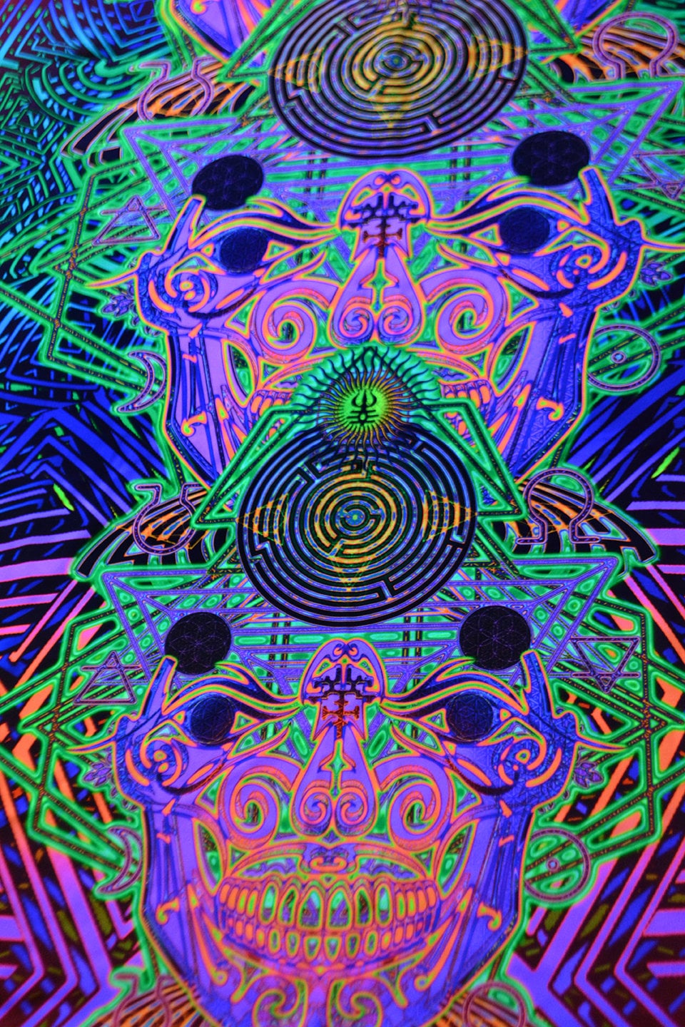 UV psychedelic blacklight Backdrop SACRAL SCULL Blacklight Etsy