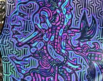 Blacklight Tapestry: Neon Psychedelic Shamanic UV Print