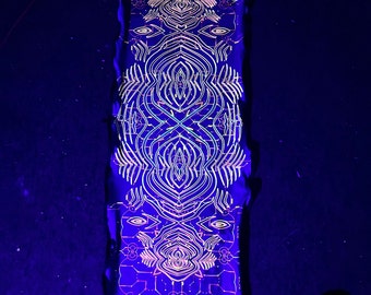 Small UV Reactive Psychedelic Tapestry - Trippy Art Installation "Fractal Mandala"