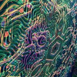 FRACTAL 1 Layers Mesh Print 1 Layer Lycra Print 3D Installation, Blacklight Spiritual Tapestry fractal art Fabric Poster Aesthetic image 7