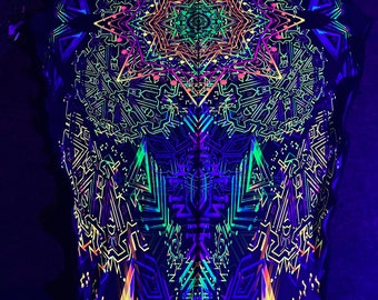 UV Reactive Fluorescent lycra diamond ray shape - Ceiling decor Sacred Geometry Canvas Spiritual Tapestry Blacklight Gift Trippy