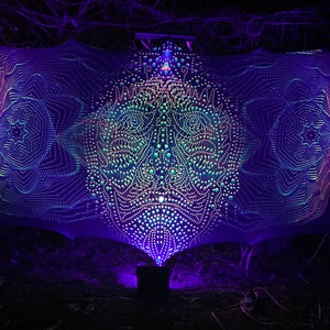 CHAMA 3 Layers Long Mesh Prints 3D Installation, Blacklight Spiritual Tapestry fractal art Fabric Poster Aesthetic image 2