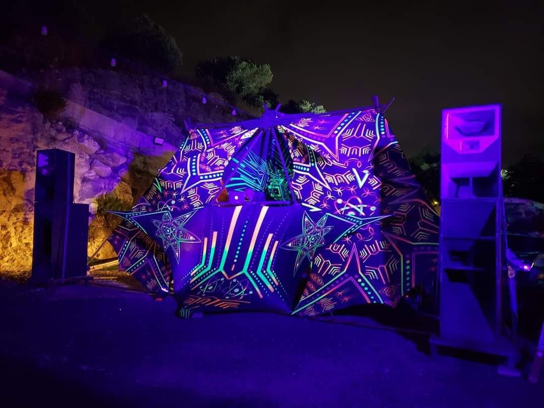 Uv-reactive Psychedelic Decor – Nano Star DJ Stage Canopy (set of