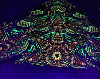 UV-Reactive Psychedelic Triangle Canopy, DJ Booth Decor