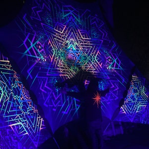 UV-Reactive dj Stage Decoration Merkaba Psychedelic Festival Decor Lycra Blacklight Party Fluorescent Glow Psytrance shamanic Canopy
