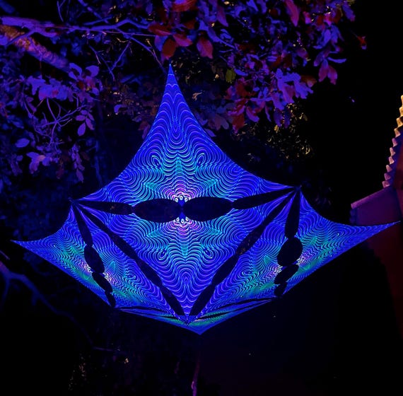 Festival Canopy Psy Blacklight Tapestry, Oceanic Wave Glow in the