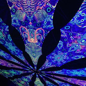 Ceiling Decoration Many Eyes Psychedelic Canopy 12 or 6 petals set. UV-Reactive Psychedelic Decoration image 5