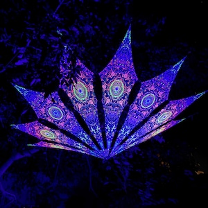 S, M, L, Ceiling Decoration, Festival Canopy 12/6 petals set, Sacral geometry UV-Reactive Psychedelic Artwork